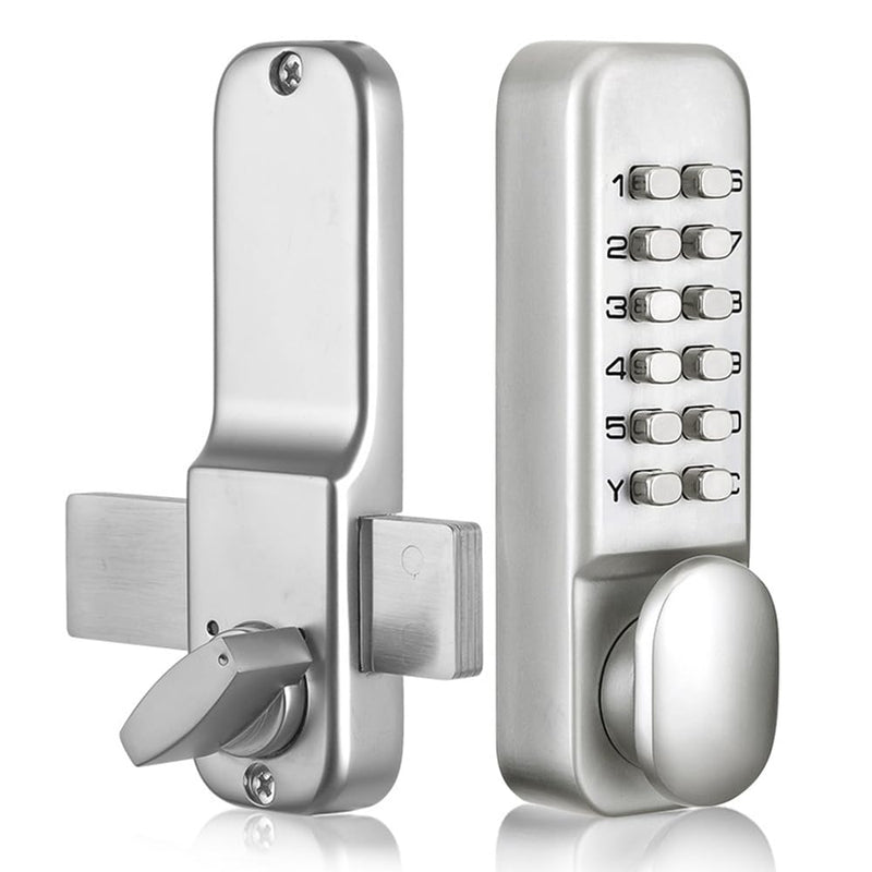Keyless Gate Locks for Outdoor Fence, Mechanical Keypad Lock, Smart Lock for Outdoor Gate, Patio, Garage, Backyard, Bidirectional Install, Weatherproof Zinc Alloy (Silver) Silver