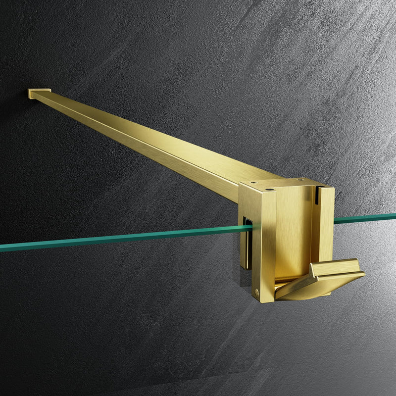 Shower Glass Support Bar, Stainless Steel Shower Door Support Arm with Foldable Hook, Adjustable Support Rod for 1/4"-3/8" Door, Cut-to-Fit for Various Spaces (Brushed Gold, 47.24'' (1200mm)) Brushed Gold 47.24'' (1200mm)