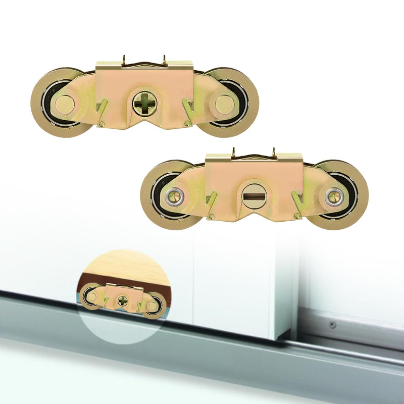 2 Pack Sliding Patio Door Tandem Roller Assembly Fits for Andersen 1997061 (1982 to P) & Replaces 1273704 (1964 to 1982), 1-1/4" Steel Ball Bearing Wheels, Side Adjustable