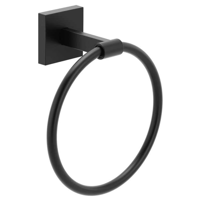 Moen Triva Matte Black Contemporary Wall Mount Bathroom Hand Towel Ring, BP1885BL