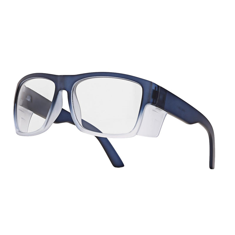 Photochromic Anti Bluelight UV400 Auto-Darkening Clear to Smoke Lens Transitional ANSI Z87.1 Safety SunglassesGlasses Matte Clear Blue