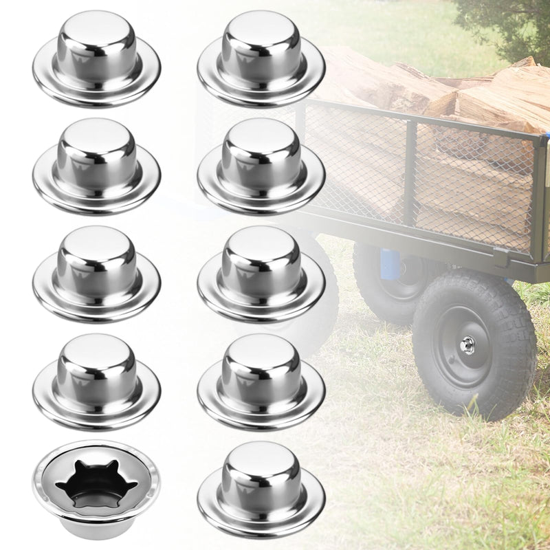 Push-On Pushnut Caps, Spring Steel 5/16" (7.9mm) Axle Cap Nuts, Permanent Push On Fastener for Hand Trucks, Lawn Wagons, Carts & Wheel Axles, 10 Pcs 5/16"