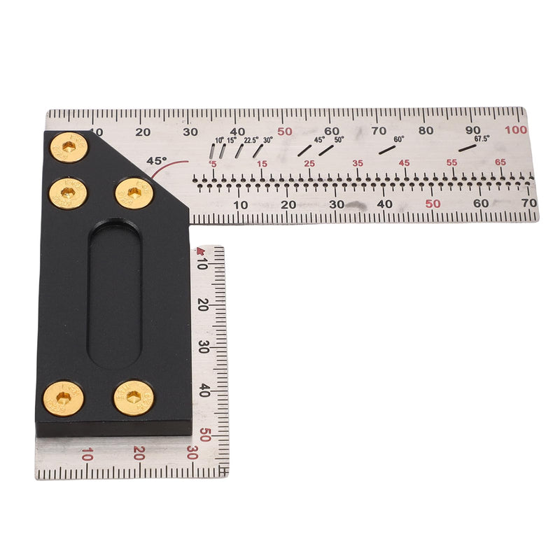 POCREATION Stainless Steel Woodworking Square Ruler,100mm / 3.94in Right Angle Measuring Tool with Marking Holes,Precision Layout Tool for Carpentry, DIY & Woodcraft