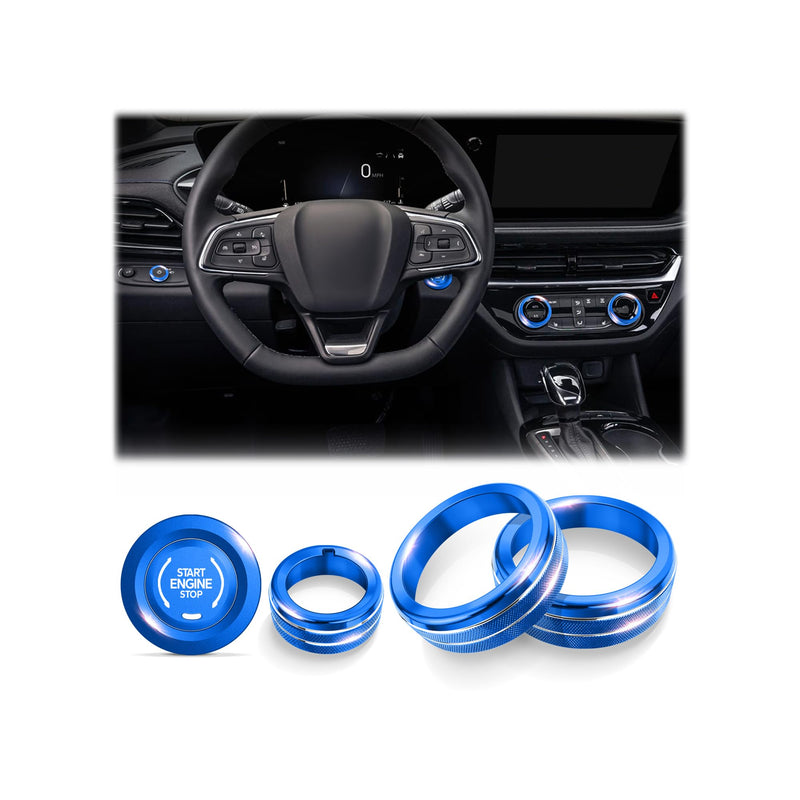 for 2024-2026 Buick Envista & Encore GX Accessories (Not fit Avenir Trim) - 5PCS Aluminum Alloy Knob Cover Trim Kit (Blue), Anti-Slip Design, Interior Upgrade & Knob Protection Dark-Blue