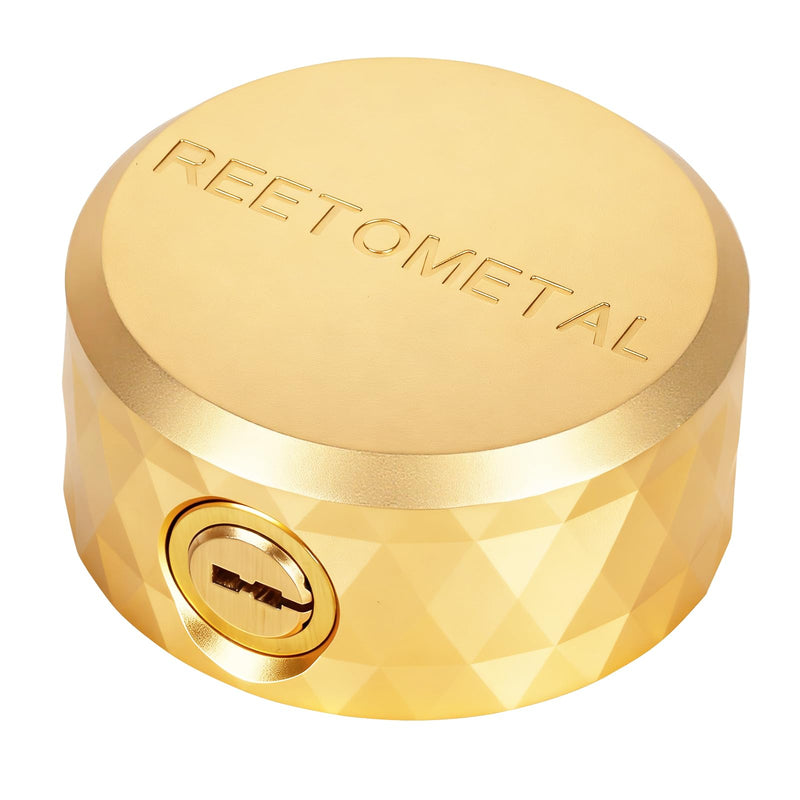REETOMTAL Heavy Duty Hidden Shackle Lock, Solid Aluminum Puck Lock for Security Chains, Trailers Golden