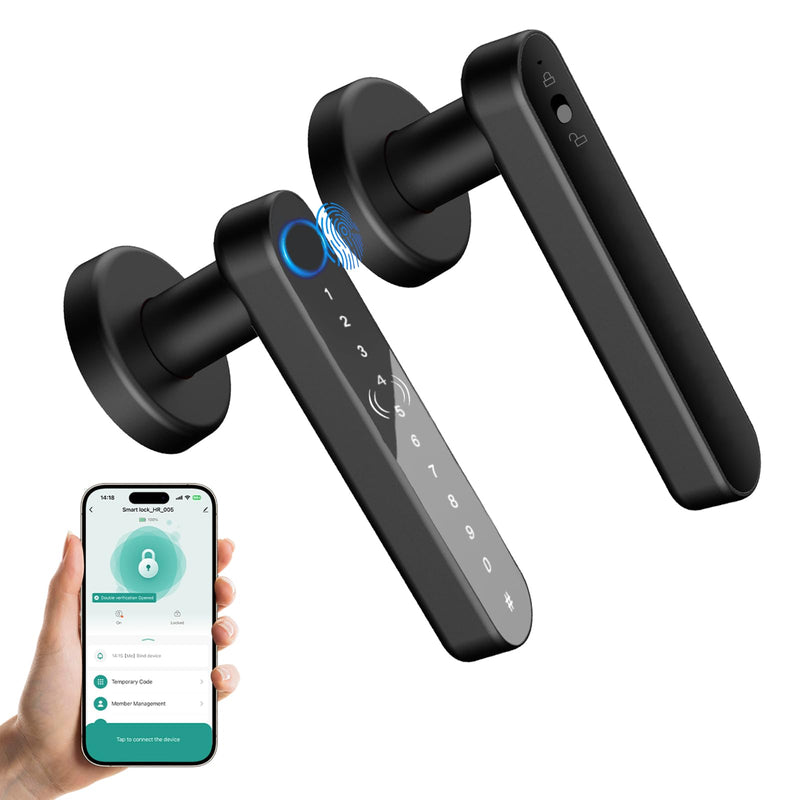 EIYSIE Fingerprint Door Lock, Smart Door Knob with Keypad, Keyless Entry Door Lock Handle, Biometric Door Knob with App Control for Bedroom Home Office Apartment