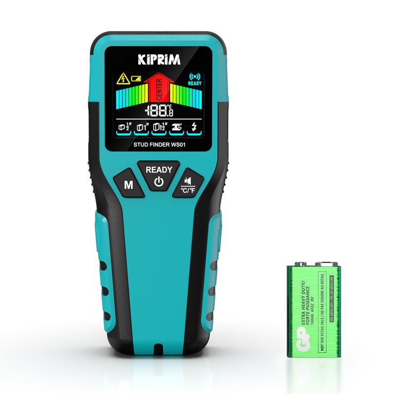 Kiprim Stud Finder Wall Scanner with LCD Display, 5-in-1 Electronic Stud Sensor for Wood, Metal, AC Live Wire Detection, 3 Depth Modes, Beep Warning, Wall Detector Tool WS01