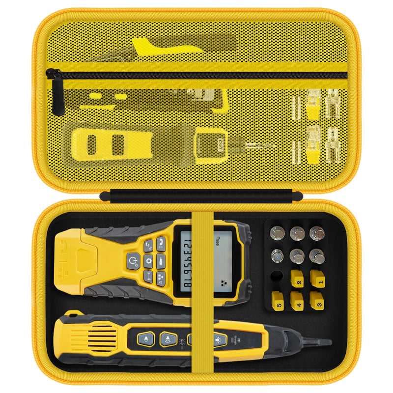Storage Case for Klein Tools VDV501-851, VDV500-123, VDV226-110, VDV427-300 & Scout Pro 3 Cable Testers - Protective Carry Bag with Mesh Pocket & Elastic Straps -BLACKYELLOW (Case Only)