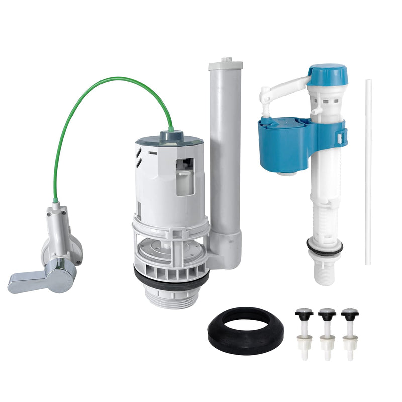 Toilet Tank Replacement Kit for Lever-Handle Toilets - Includes Water-Saving 2-Inch Dual Flush Valve Replacement with Integrated Handle & Adjustable Fill Valve Fits 2-inch drain holes
