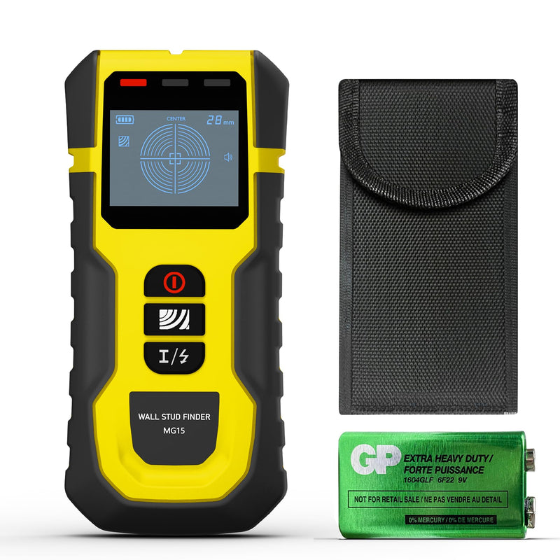 5-in-1 Stud Finder with Intelligent Sensor, HD LCD Display and Audible Alarm, Wall Scanner for Metals, AC Wires, Wood and Pipes - Professional Electric Wire Detector