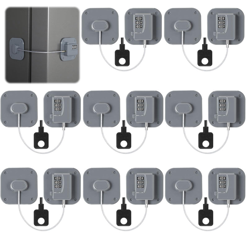 8 Pack Fridge Lock Heavy Duty Locks for Fridge Freezer Lock for Child Safety Cabinet Coded Adhesive Combination Refrigerator for Drawers Cabinet Window Easy Install No Drilling Black (Gray) Gray