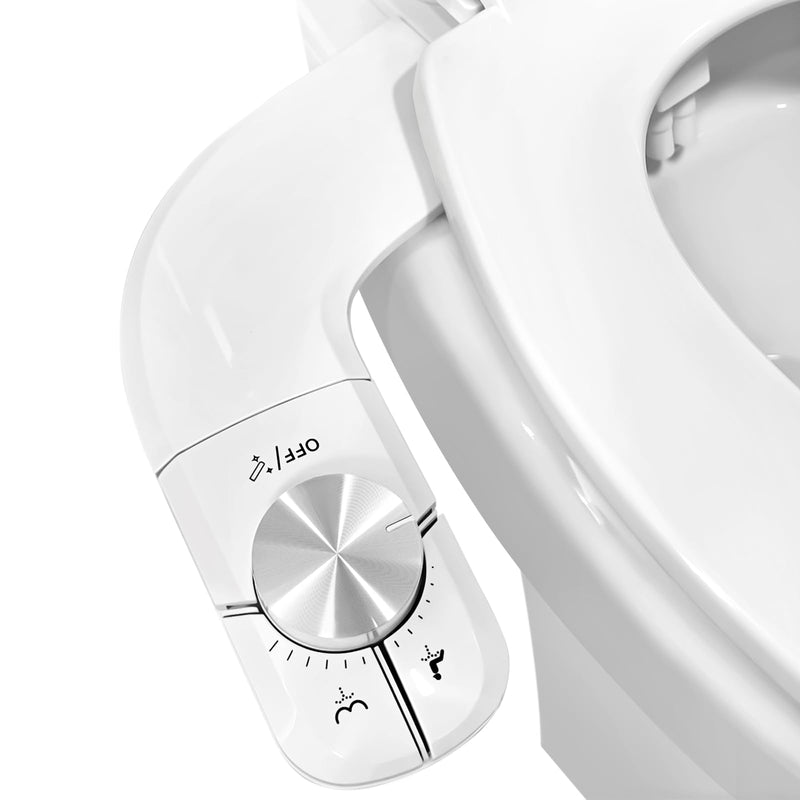 Bidet Attachment for Toilet Non-Electric Ultra-Thin Design,Self-Cleaning Dual Nozzles,Rear & Feminine Hygiene Wash,Adjustable Water Pressure,Cold Water Only, White(0.23 in) A001-Bidet Attachment
