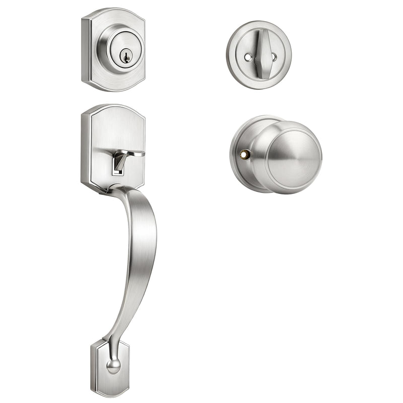 Probrico Brushed Nickel Door Locks for Front Door, Entry Door Locksets with Deadbolt, Front Door Knob and Deadbolt Set, 1 Set