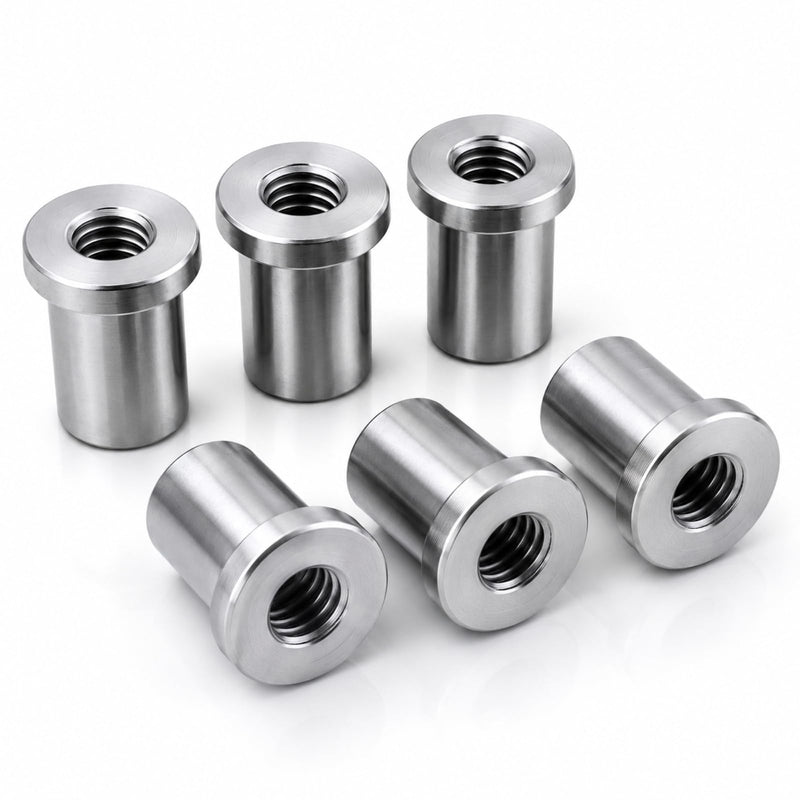 Weld On Nut,1/2"-13 Thread Long Threaded Stepped Female Weld Nut Steel Chassis Mount Tab (6pcs) 6-Pack 1/2"-13
