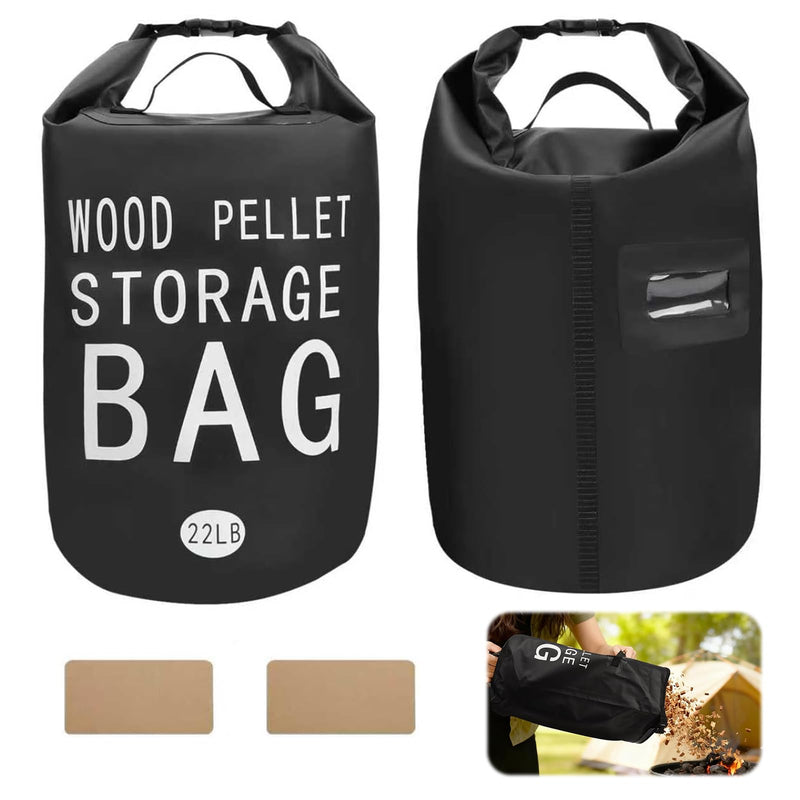 22LB Waterproof Wood Pellet Storage Bag-Dual Handles, Label Pocket(1 Pack) 22LB-Black 1