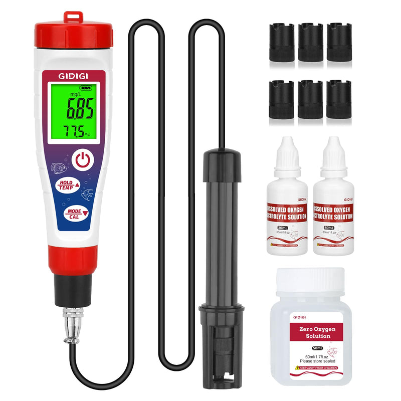 Dissolved Oxygen Meter, Pond Oxygen Tester,0.0-40.0 mg/L DO Tester with 4.92 feet Extended Probe Cable, ATC, Backlit LCD, for Pond, Aquarium, Wastewater, Brewing, Lab, and Educational Research