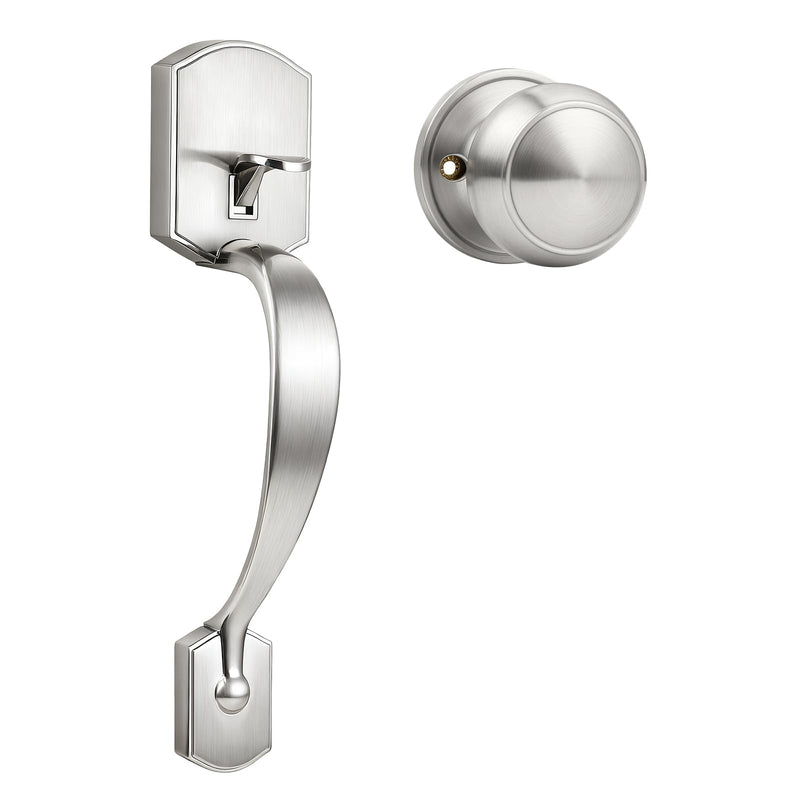 Probrico Brushed Nickel Entry Door Handleset,Door Handle Exterior with Interior Door Knob,Reversible Front Door Knob No Lock,1Pack 1