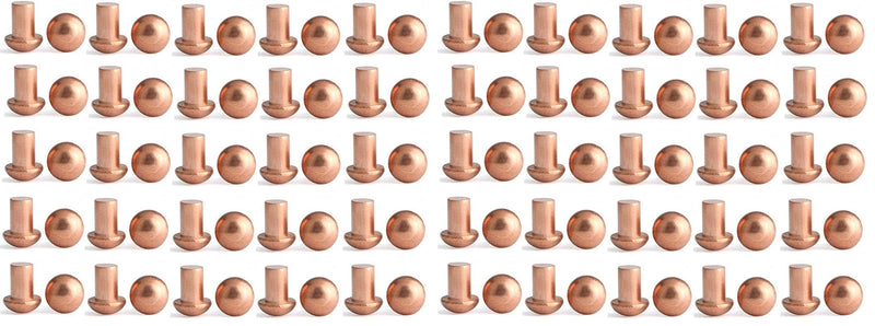 50 Pcs Copper Solid Rivets 1/4 Diameter 5/16 L Shank Copper Round Head Fasteners,M6x8 (Pack of 2) M6x8mm (Pack of 2)