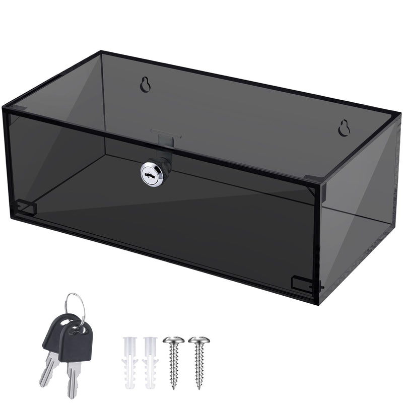 Refrigerator Medicine Lock Box with Keys and Mounting Hardware 8 x 4.5 x 3 Inch Wall Mount Locking Medicine Box Black Acrylic Wall Cabinet, First Aid Kit for Emergencies Home Use