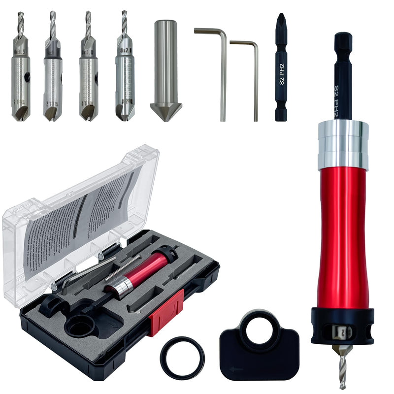 Counterhead Drill Bit Set, 10 Piece Countersink Drill Bit Set for Wood with 90°Chamfer and Screwdriver Head PH2, 1/4" Hex Shank Quick Change for Woodworking with Storage Box.