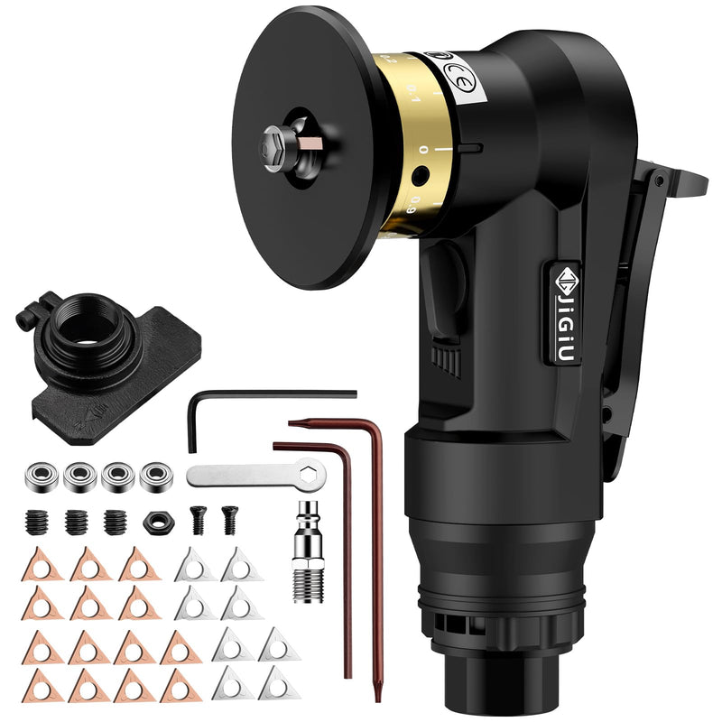 Upgraded Air Chamfer Tool with Straight Guide Plate Mini Pneumatic Chamfering Machine 30000RPM 45°Pneumatic Beveling Machine 0.1-0.9mm Depth Adjust with 1/4 Inch Air Inlet for Metal Wood-Black Black