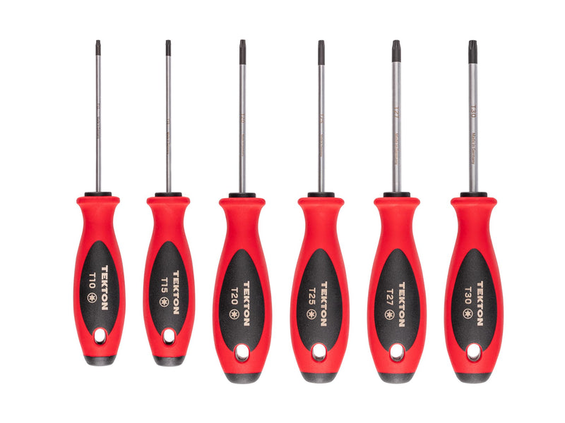 TEKTON Torx Screwdriver Set - 4 Inch Shanks, 6-Piece (T10 - T30) | DWT90001 6-pc. (T10-T30) No Storage