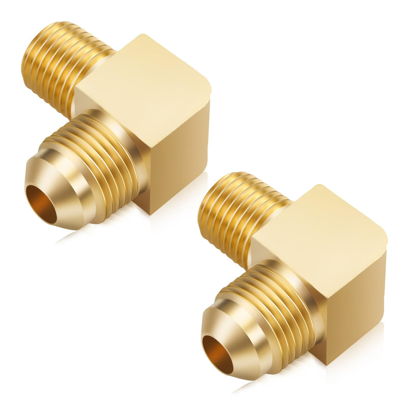 Litorange 2 PCS Heavy Duty Metals Brass Tube Fitting 90 Degree Elbow Adapter 3/8" Flare x 1/4" Male NPT Pipe (Pack of 5) 2PCS 3/8 Flare x 1/4 Male (Pack of 5)