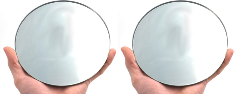 EISCO Round Large Convex Glass Mirror - 6" (150mm) Diameter - 150mm Focal Length - 5mm Thick Approx. (Pack of 2) 6"L x 6"W (Pack of 2)