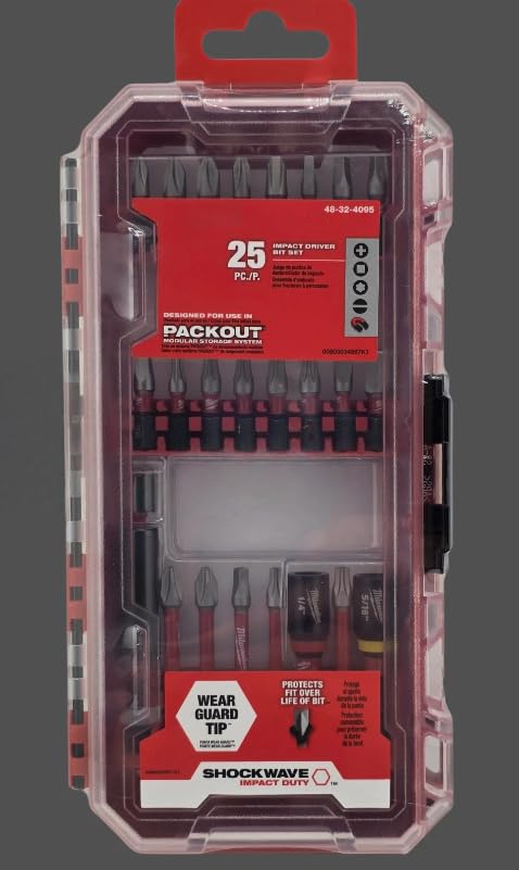 Shockwave Impact Duty Drill Driver Bit Set 25 pcs PACKOUT 48-32-4095，Replacement for Milwaukee OEM