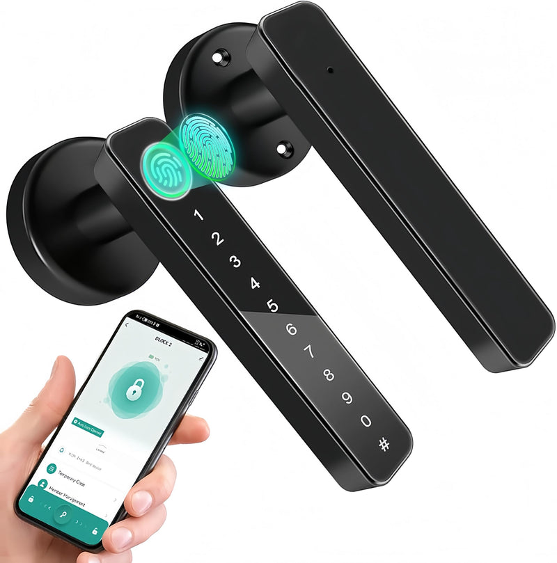 Smart Fingerprint Door Knob,Biometric Fingerprint Door Lock,Keyless Entry Door Lock with Handle,Thumbprint Code Door Locks for Rental, Bedroom, Office and Hotel
