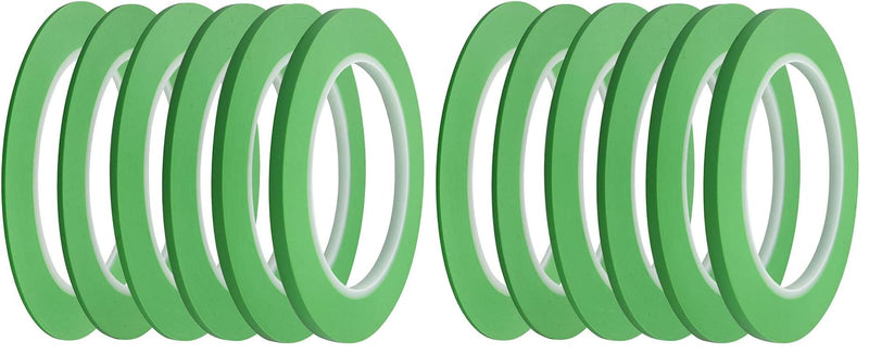JINBING Mix 6Rolls High-Temp Vinyl Fine Line Masking Tape Automotive Paint for Curves Green 1.5mm 2mm 2.5mm 3mm 4mm 5mm (Pack of 2) 1.5mm 2mm 2.5mm 3mm 4mm 5mm x 25m (Pack of 2)