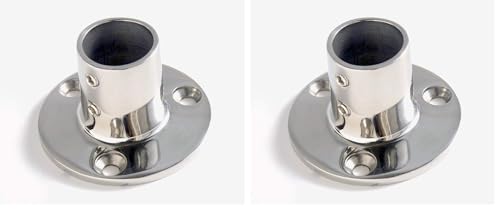 316 Stainless Steel 90 Degree Boat Deck Handrail Rail Fitting Round Base for 1" Tube,Silver (Pack of 2) 1 Inch (Pack of 2)