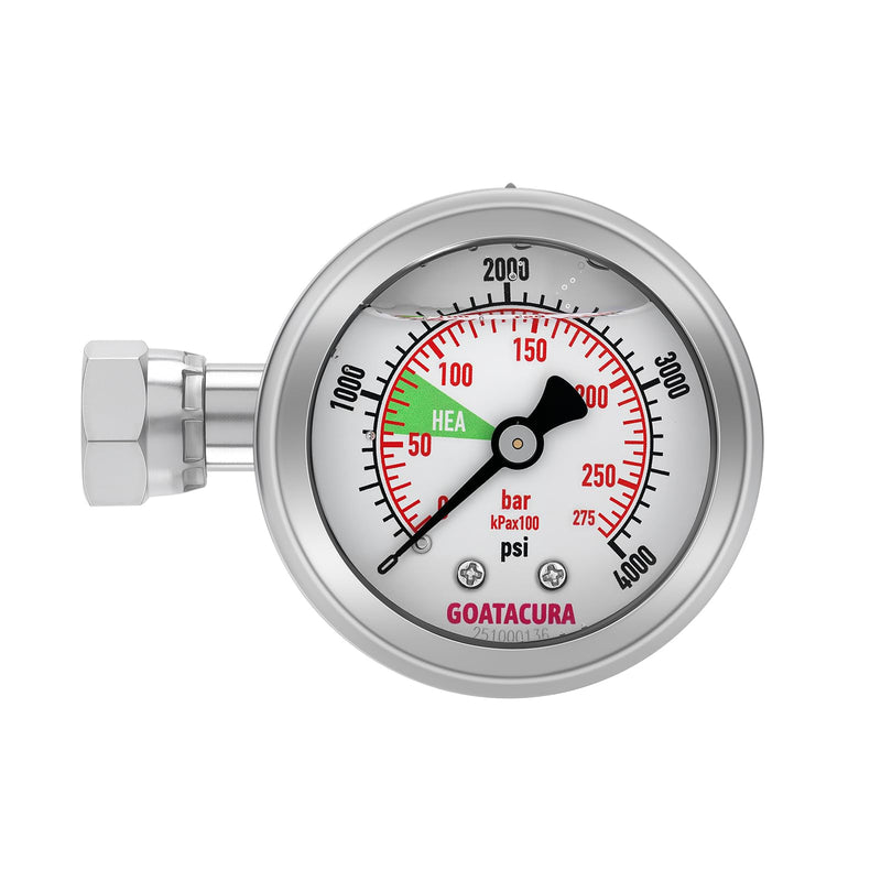 0-4000psi HEA Spraying Pressure Gauge with Tee Fitting, 1/4” NPT Connection, Compatible with Titan/Wagner Airless Sprayer, Replacement for Titan 0580495/580495