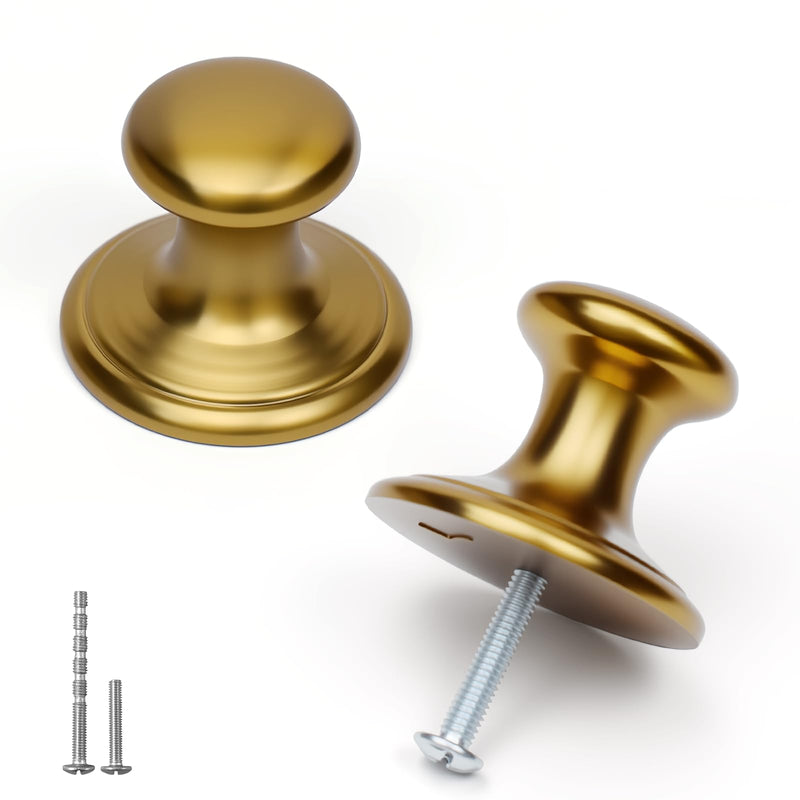 YAGU 6 Pack Champagne Bronze Kitchen Cabinet Knobs 1.6 Inch Big Base Solid Dresser Drawer Knob Honey Bronze Modern Hardware Dark Gold Pulls for Closet Cupboard Wardrobe