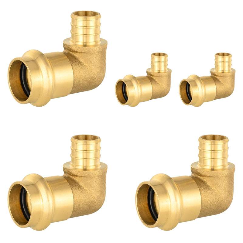 5PACK GUOFIS Copper Press 90 Degree Elbow,3/4"PEX x Press(PRESS093-5) 5 0.75 Inch