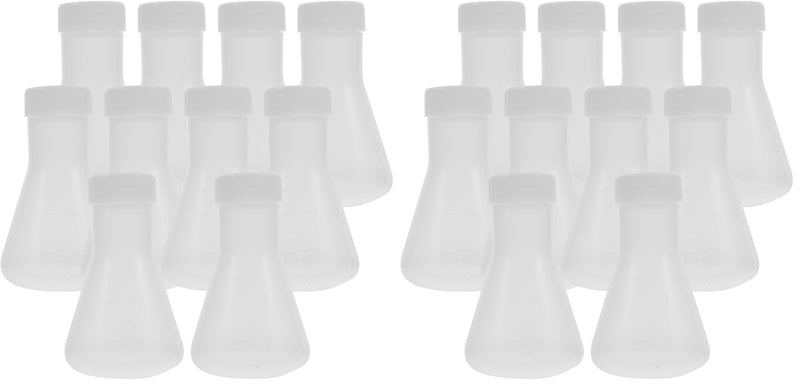 Hemobllo Erlenmeyer Flask - 10 Pcs 50ml Plastic Conical Flask Set with Screw Caps and Clear Scale - Scientific Plastic Erlenmeyer Flask Laboratory Flask (Pack of 2) 8.5X5.5X5.5CM (Pack of 2)