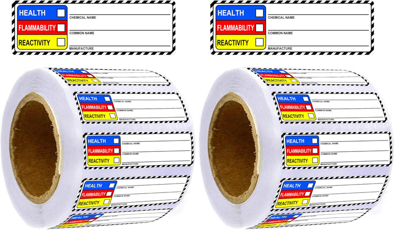 SDS Stickers/MSDS Stickers for Chemical Safety Data 1 X 3 Inches Chemical Identifying and Marking Sticker Decals HIMG NFPA Label 500 Pcs (Pack of 2) 1 x 3 inch (Pack of 2)