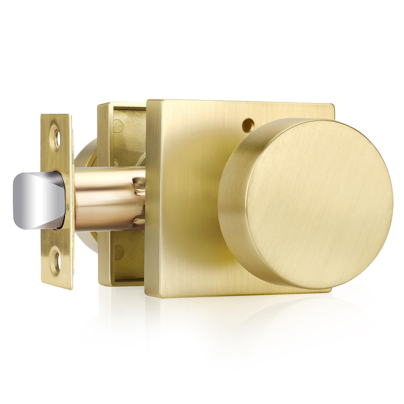 Haidms Gold Door Knob Interior, Heavy Duty Privacy Door Knob Zinc Alloy, Brushed Gold Interior Door Knobs for Bedroom Bathroom(1 Pack)