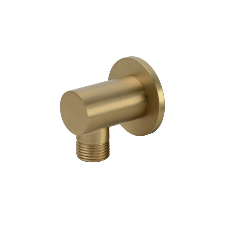 Wall Supply Elbow with Flange,Brass Round Wall Mount Shower Hose Connector,Drop Ell Wall-mounted Union Water Outlet for Handheld Shower Handshower,Brushed Gold,8Z4MK Brushed Gold
