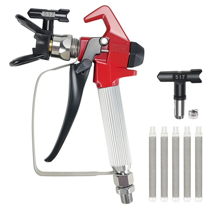 Airless Paint Spray Gun High Pressure 3600 PSI with Reversible 517 Nozzle Tip Guard Swivel Joint for Airless Paint Sprayers ZT-G31