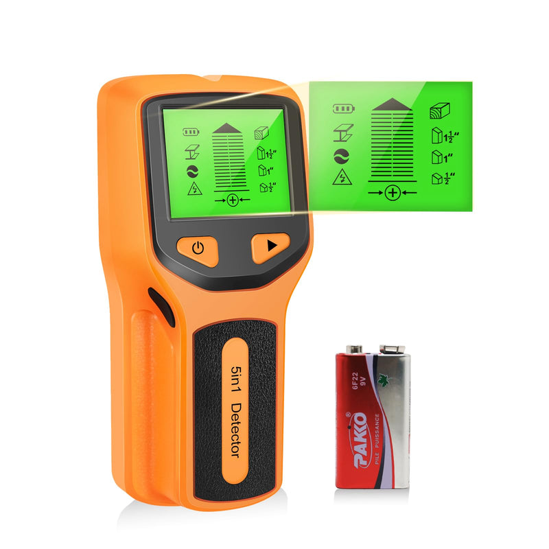 Stud Finder Wall Scanner- 5 in 1 Multifunctional Wall Detector Scanner with HD LCD Display & Audio Alarm for the Center and Edge of Wood, Metal, AC Wire & Studs Detection