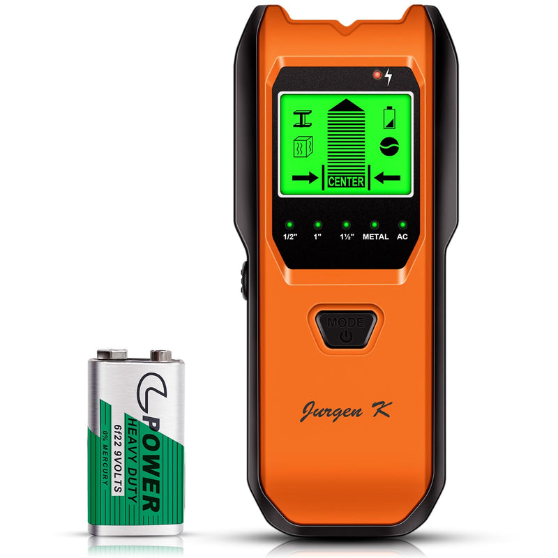 Stud Finder Wall Scanner, 5 in 1 Multifunction Stud Locator with Smart Sensor, HD LCD Display and Audio Alarm for The Center & Edge of Metal, Studs, AC Wire, and Pipe Detection (Tropical Orange) Tropical Orange