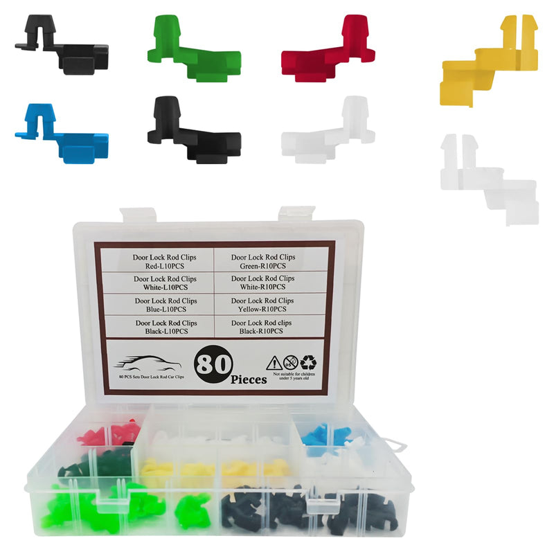 80 PCS Car Door Lock Rod Clips Assortment Kit, Door Handle Lock Rod Hood Latch Locking Push Clip, Left and Right Door Handle Rod End Clip Retainer for GM Chevy GMC Trucks Pickups White - NewNest Australia