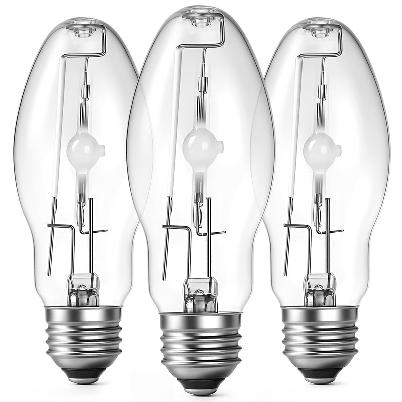 Huquary 3 Pack Lighting Metal Halide Ed17 Bulb, Medium Base (e26), 24000 Hour Span Life, 6000 Lumen, 4000k, Clear Metal Halide Bulb(100 W) 100 Watts