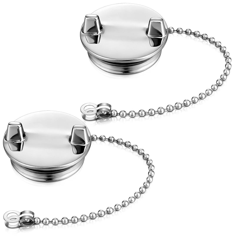 2-Pack Boat Gas Cap Chrome-Plated Zamak Replacement Gas Fill Cap with Waterproof O-Ring Chain for Boats Yachts Deck Filler Plate, Deck Marine Hardware Accessory