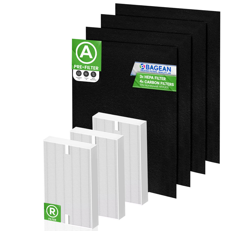 Bagean HPA300 Filter R Compatible Honeywell Air Purifier Filter Replacement (3 HEPA + 4 Carbon)