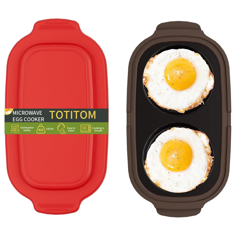Microwave Egg Cooker – Microwave Egg Fryer, Omelette Maker for 2 Eggs, Non-Stick, Quick & Easy Egg Cooker for Breakfast, BPA-Free, Dishwasher Safe, Portable for Dorms, Offices, and Travel
