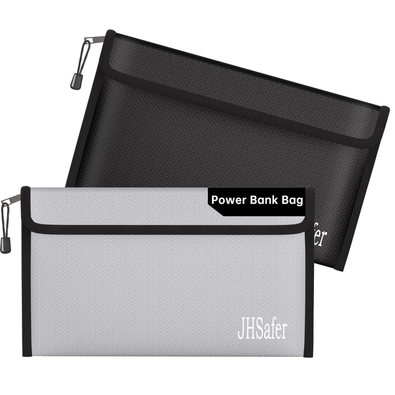 Fireproof Money Bag, Fireproof Bag with Zipper, Explosion-Proof Portable Safe Bag for Cash, Passport, Valuables, Currency & Keys, Power Bank, Phone (Silver & Black Bag, 10.6 x 6.3 inch) Silver & Black Bag
