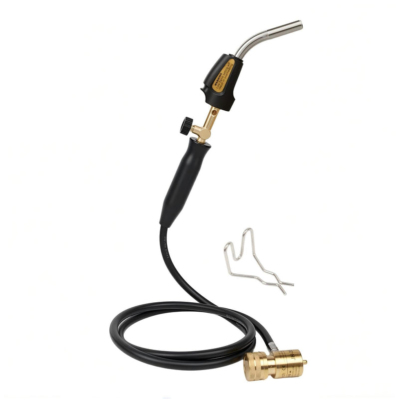 ICOOL Propane Torch with Hose, Mapp Gas Torch with Valve, Trigger Start Maximum Temperature 3600℉, CGA600 Cylinder Connection, Welding Torch for Soldering, Plumbing, HVAC (Includes Cylinder Clip) Quick ignition with Valve