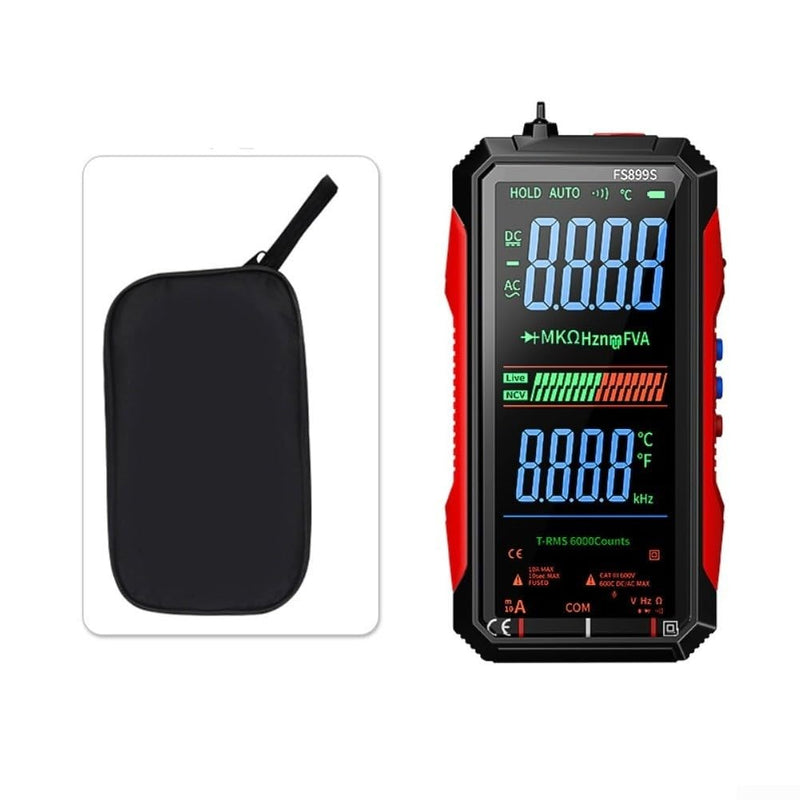 FS899S Digital Multimeter Tester, USB Rechargeable Smart Auto Ranging Multimeter, Measure AC/DC Current/Voltage, Capacity, Continuity, Resistance, Frequency, Non-Contact Voltage (NCV)(FS899S+Bag) FS899S+bag